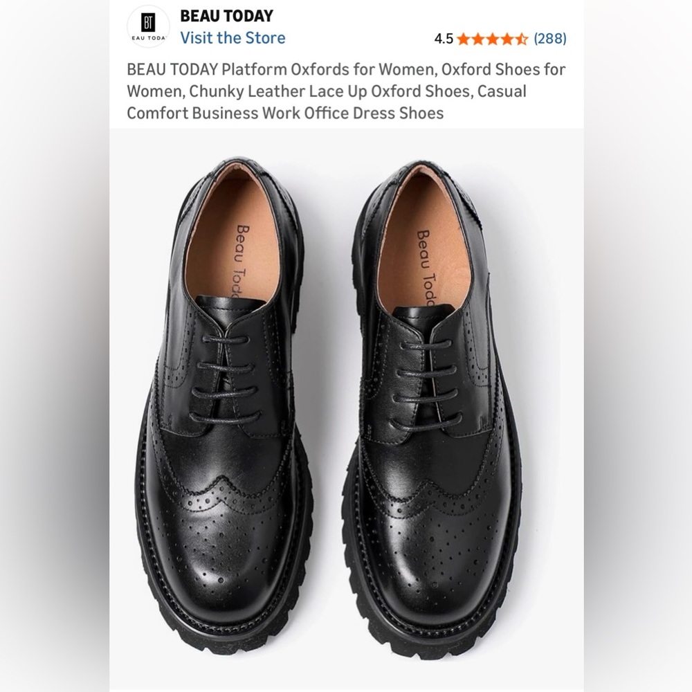 Women’s Black Leather Platform Oxford Loafers